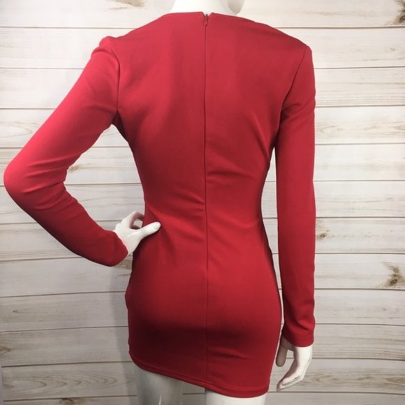 Akira Chicago Red Long Sleeve Dress - Picture 6 of 8